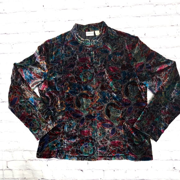 Chico's Colorful Floral Button Blazer Jacket Size:2 - Picture 8 of 11